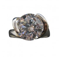 R002091 Stylish Genuine Sterling Silver Ring Solid Stamped 925 With 11mm Cubic Zirconia